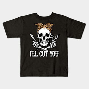 Skull Girl Hairdresser Funny Kids T-Shirt